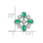 14k White Gold Pear Emerald and Diamond Chain Slide - Image 3