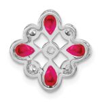 14k White Gold Pear Ruby and Diamond Chain Slide - Image 4