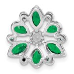 14k White Gold Pear and Marquise Emerald and Diamond Chain Slide - Image 4