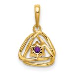 14k 4mm Round February/Amethyst Triangle Pendant - Image 4