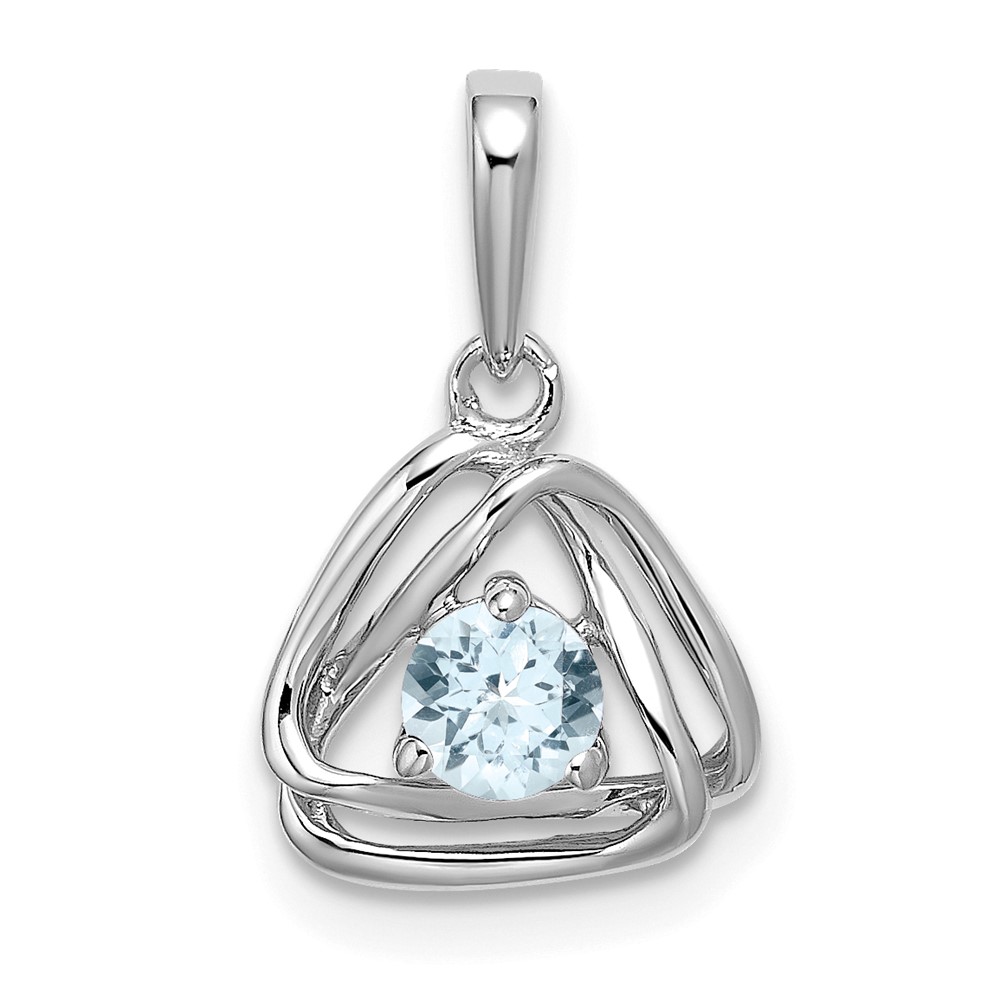 PM7395-AQ-W.jpg 14k White Gold 4mm Round March/Aquamarine Triangle Pendant - Image 1