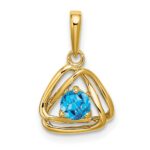 14k 4mm Round December/Blue Topaz Triangle Pendant