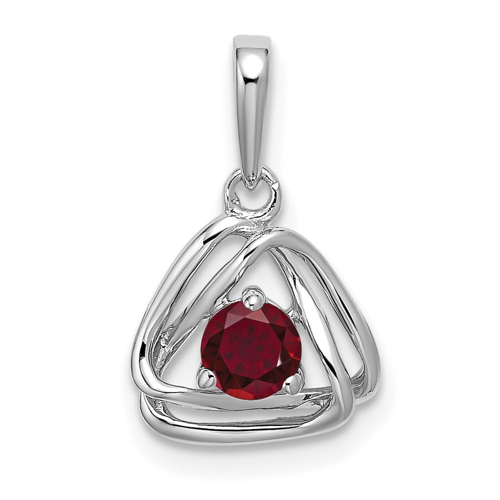 PM7395-CRU-W.jpg 14k White Gold 4mm Round July/Lab Created Ruby Triangle Pendant - Image 1