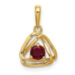 14k 4mm Round July/Lab Created Ruby Triangle Pendant