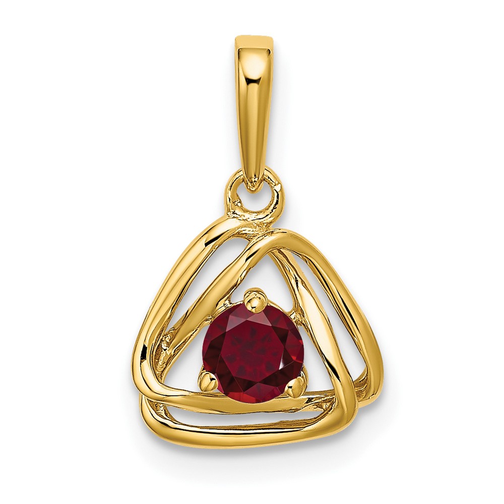 PM7395-CRU-Y.jpg 14k 4mm Round July/Lab Created Ruby Triangle Pendant - Image 1