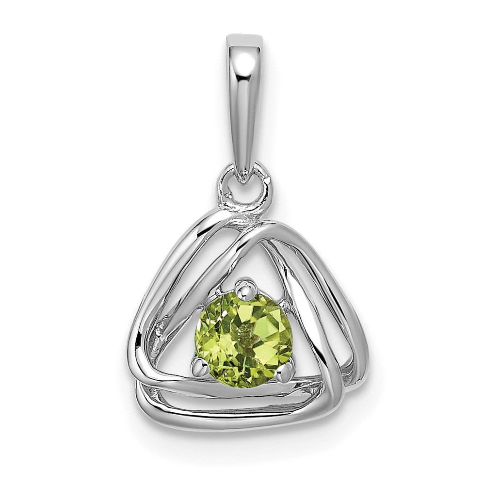 PM7395-PE-W.jpg 14k White Gold 4mm Round August/Peridot Triangle Pendant - Image 1