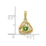 14k 4mm Round August/Peridot Triangle Pendant - Image 2