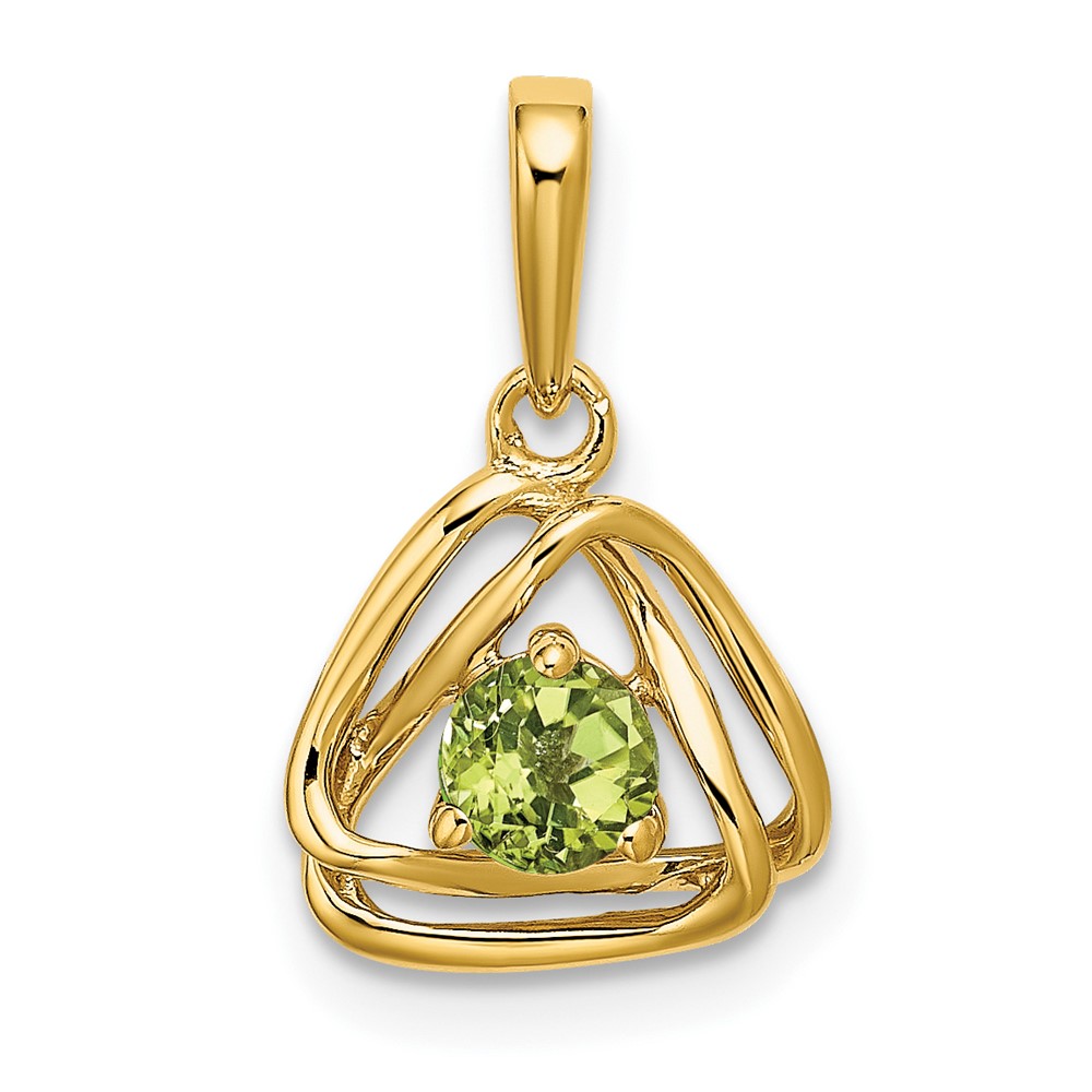 PM7395-PE-Y.jpg 14k 4mm Round August/Peridot Triangle Pendant - Image 1