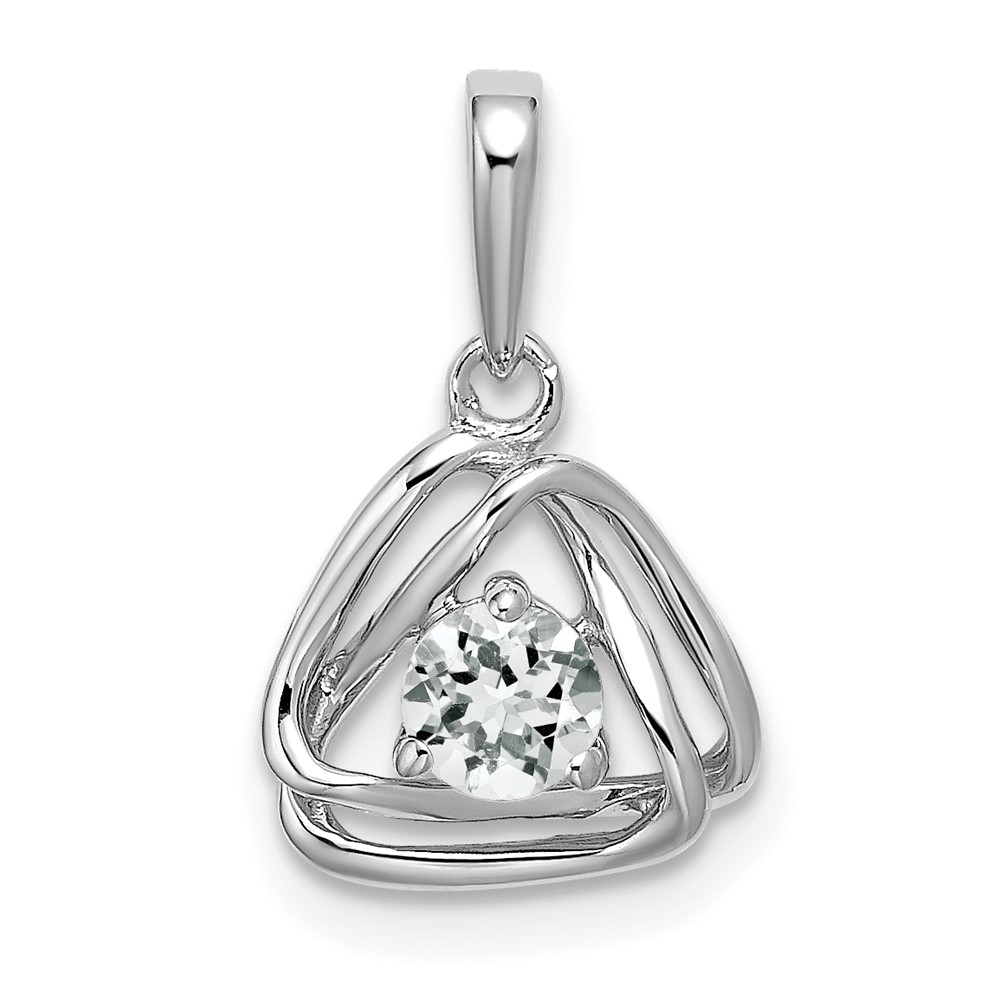 PM7395-WT-W-1.jpg 14k White Gold 4mm Round April/White Topaz Triangle Pendant - Image 1
