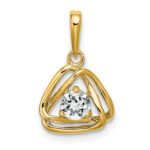 14k 4mm Round April/White Topaz Triangle Pendant