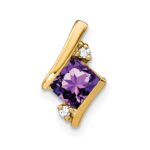10k Yellow Gold Cushion Amethyst and Diamond Chain Slide