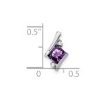 14k White Gold 7mm Cushion February/Amethyst and Diamond Chain Slide - Image 2