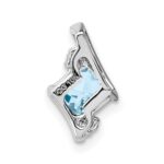 Sterling Silver Antique Cushion Aquamarine and Diamond Pendant - Image 3