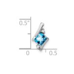 10k White Gold Cushion Blue Topaz and Diamond Chain Slide - Image 2