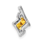 10k White Gold Cushion Citrine and Diamond Chain Slide - Image 3