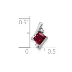 14k White Gold 7mm Cushion July/Lab Created Ruby and Diamond Chain Slide - Image 2