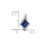 14k White Gold 7mm Cushion September/Lab Created Sapphire and Diamond Chain Slide - Image 2