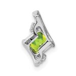 Sterling Silver Antique Cushion Peridot and Diamond Pendant - Image 3