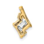10k Yellow Gold Cushion White Topaz and Diamond Chain Slide - Image 2