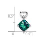 14k White Gold 7mm Cushion June/Lab Created Alexandrite and Diamond Heart Chain Slide - Image 2