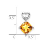 14k White Gold 7mm Cushion November/Citrine and Diamond Heart Chain Slide - Image 2
