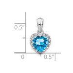 Sterling Silver Rhodium-plated Blue Topaz and Diamond Pendant - Image 3