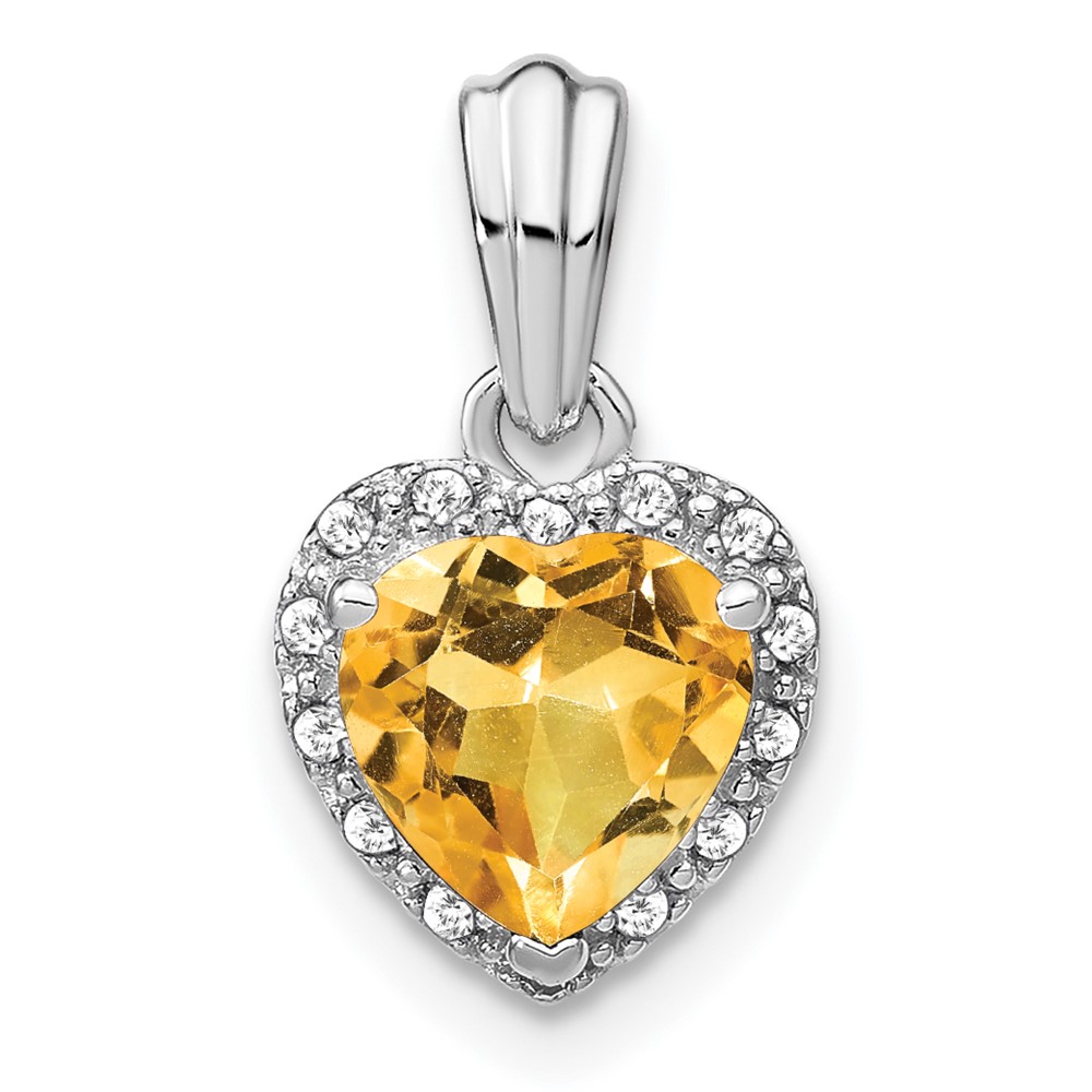 PM7400-CI-007-SSA.jpg Sterling Silver Rhodium-plated Citrine and Diamond Pendant - Image 1