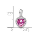 Sterling Silver Rhod-plated Created Pink Sapphire/Diamond Pendant - Image 3