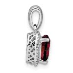 Sterling Silver Rhodium-plated Garnet and Diamond Pendant - Image 2