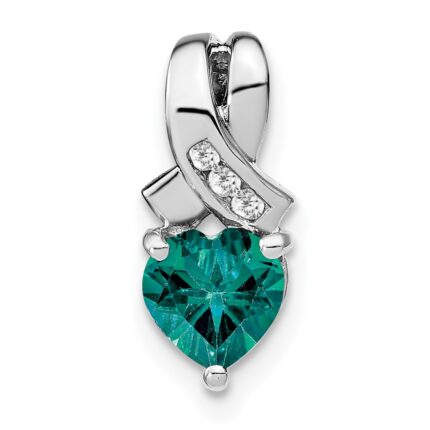Sterling Silver Rhodium-plated Created Alexandrite/Diamond Pendant