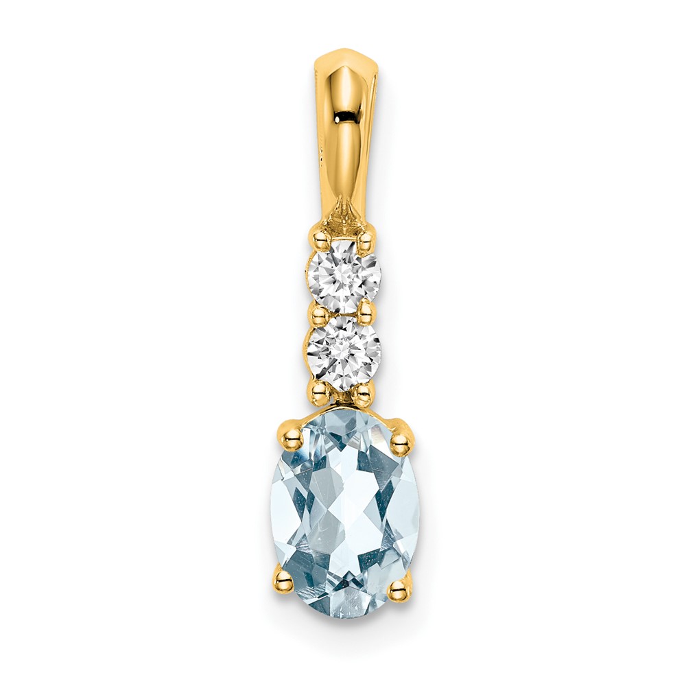 PM7406-AQ-013-YA.jpg 14K 7x5 Oval March/Aquamarine and Diamond Pendant - Image 1
