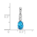 14k White Gold 7x5 Oval December/Blue Topaz and Diamond Pendant - Image 2