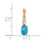 14K 7x5 Oval December/Blue Topaz and Diamond Pendant - Image 2