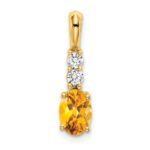 14K 7x5 Oval November/Citrine and Diamond Pendant