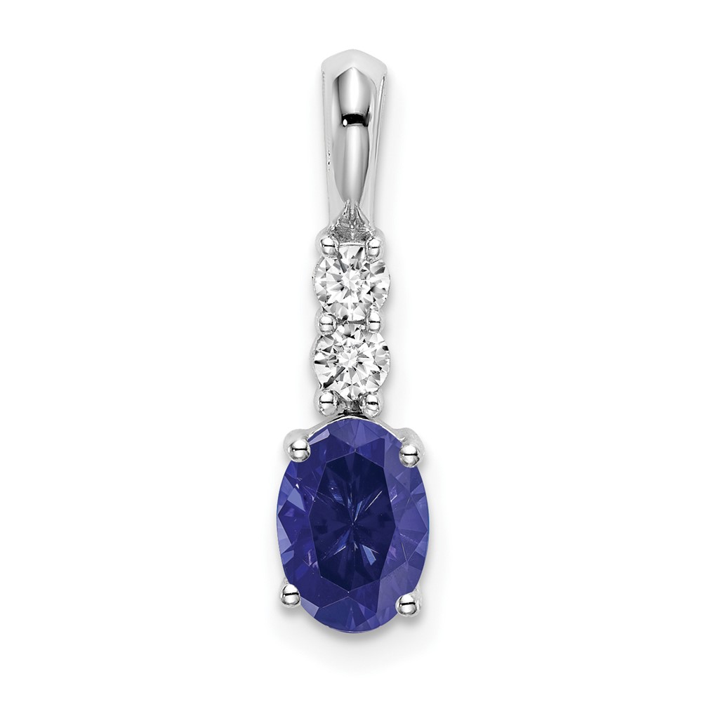 PM7406-CSA-013-WA.jpg 14k White Gold 7x5 Oval September/Lab Created Sapphire and Diamond Pendant - Image 1