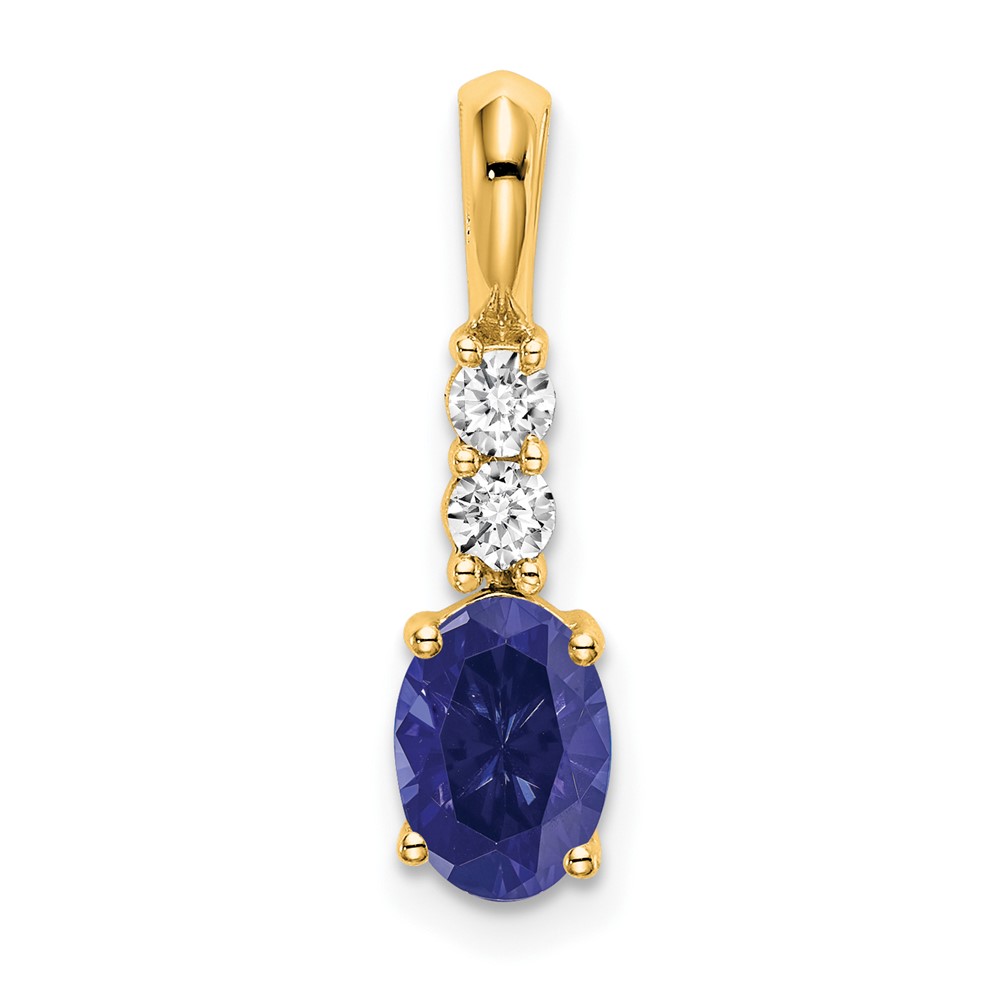 PM7406-CSA-013-YA.jpg 14K 7x5 Oval September/Lab Created Sapphire and Diamond Pendant - Image 1