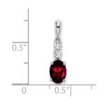 14k White Gold 7x5 Oval January/Garnet and Diamond Pendant - Image 2
