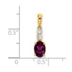 14K 7x5 Oval June/Rhodolite Garnet and Diamond Pendant - Image 2