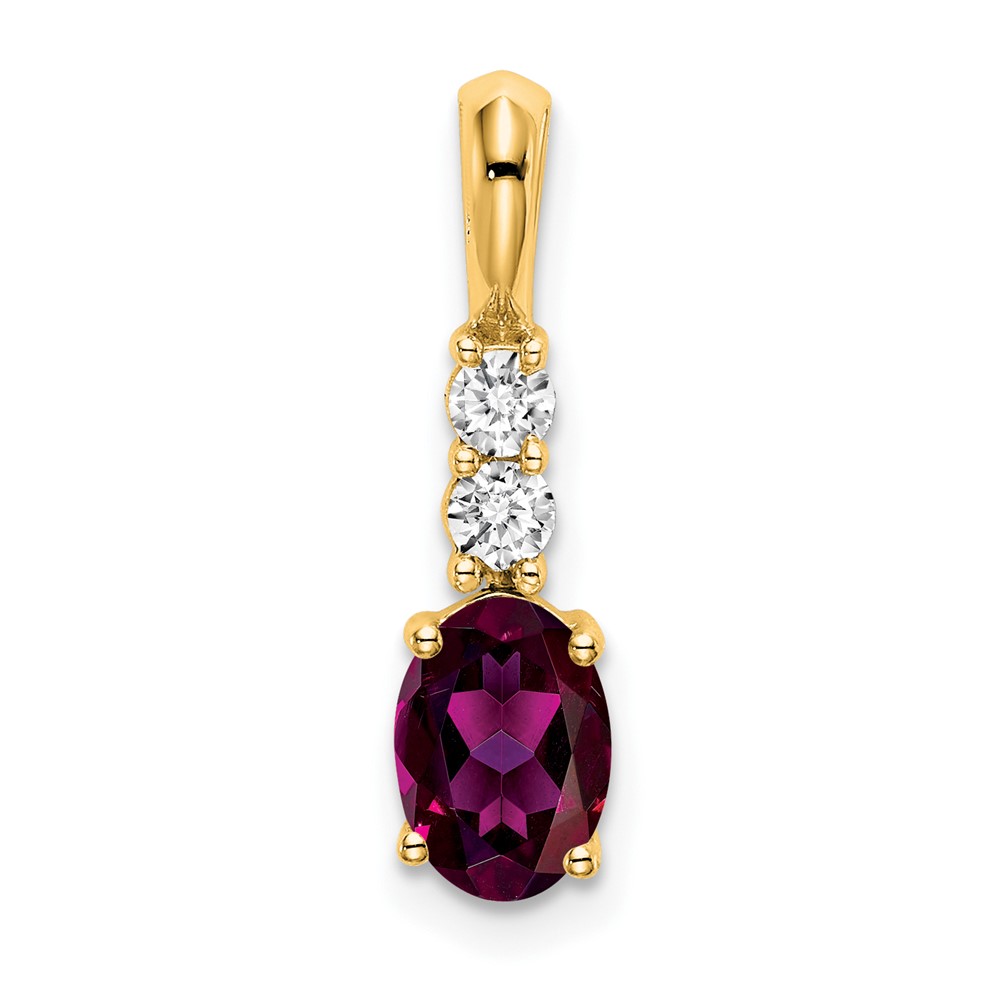 PM7406-RG-013-YA.jpg 14K 7x5 Oval June/Rhodolite Garnet and Diamond Pendant - Image 1