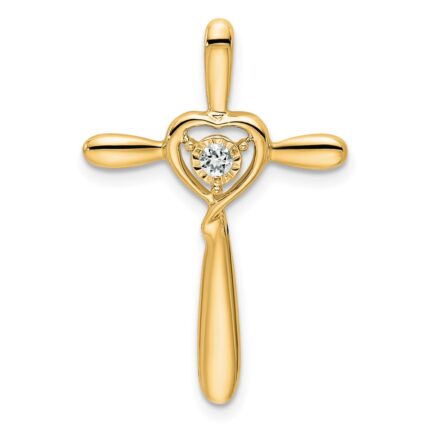 14k April/White Topaz Cross with Heart Chain Slide