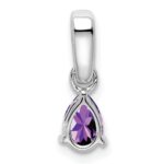 10k White Gold Pear Amethyst and Diamond Pendant - Image 4