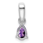 14k White Gold 6x4 Pear February/Amethyst and Diamond Pendant - Image 3