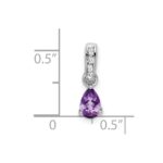 14k White Gold 6x4 Pear February/Amethyst and Diamond Pendant - Image 4