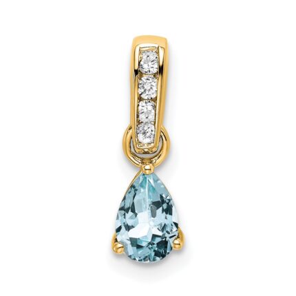 14K 6x4 Pear March/Aquamarine and Diamond Pendant