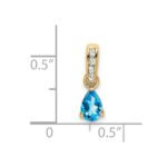 14K 6x4 Pear December/Blue Topaz and Diamond Pendant - Image 2