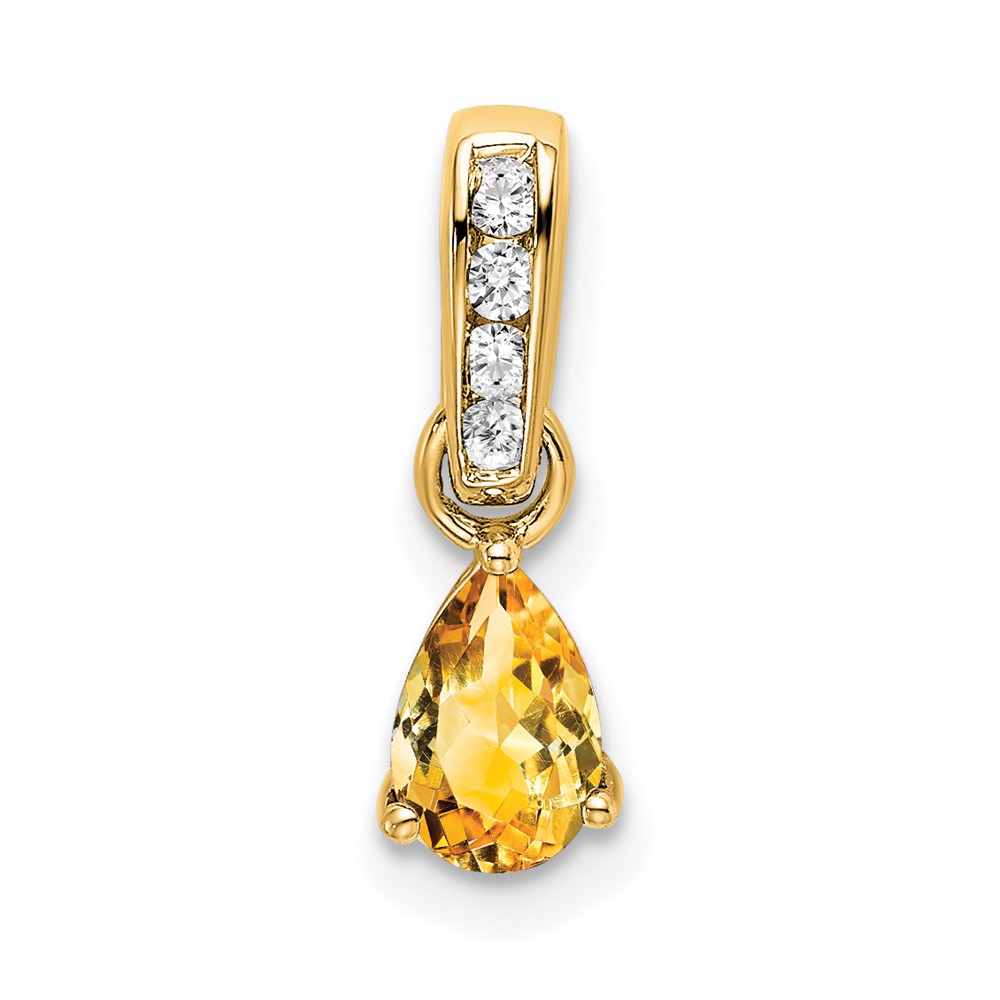 PM7409-CI-005-YA.jpg 14K 6x4 Pear November/Citrine and Diamond Pendant - Image 1