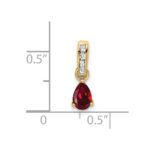 14K 6x4 Pear July/Lab Created Ruby and Diamond Pendant - Image 2