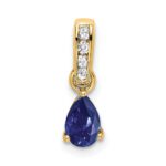 10k Yellow Gold Pear Created Sapphire and Diamond Pendant