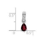 14k White Gold 6x4 Pear January/Garnet and Diamond Pendant - Image 2