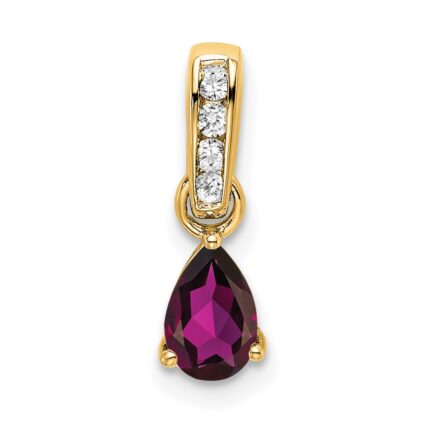 14K 6x4 Pear June/Rhodolite Garnet and Diamond Pendant